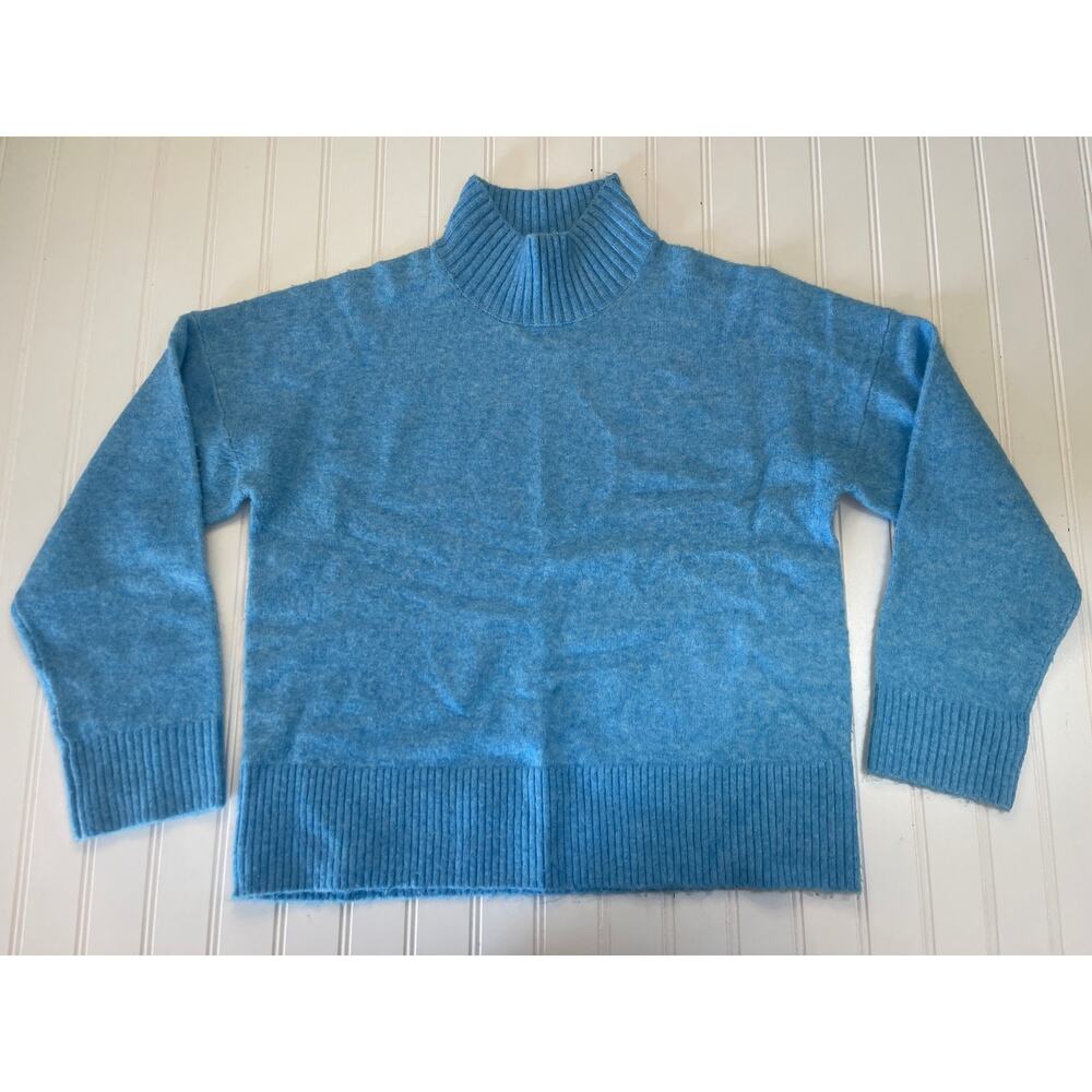 LOFT Mock Neck Wool Blend Blue Sweater Size Women's Medium